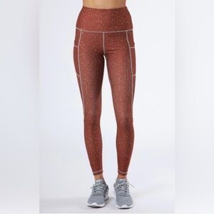 Scorpio Sol Yoga Gym Workout Dark Copper Leggings Women Size XS Logo Side Pocket